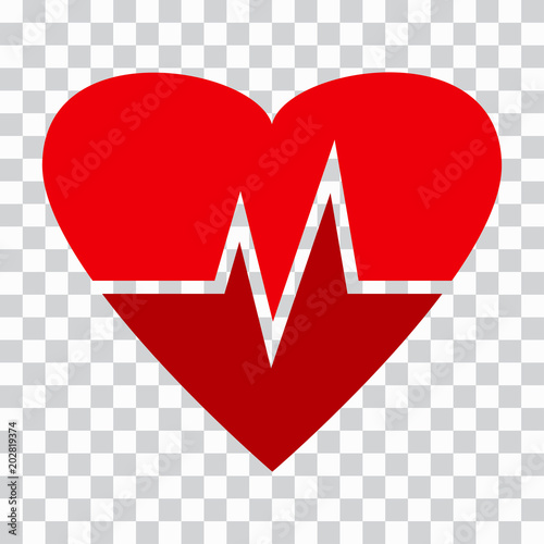 Heartbeat Icon On Transparent Background Red Heart With Beat