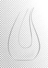 Vector Illustration In Photorealistic Style. The Image Of A Realistic Glass Transparent Decanter For Wine On A Transparent Background. Object To Enrich The Saturation Of Wine With Oxygen. Serving Wine
