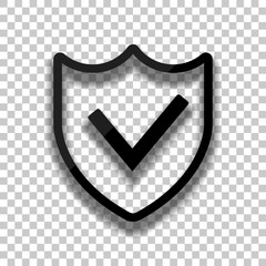 Poster - protection success. simple icon. Black glass icon with soft shadow on transparent background