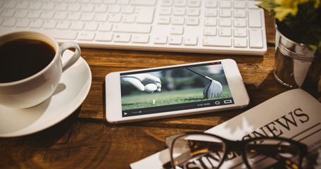 Poster - View of lecture app against smartphone on table