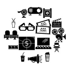 Poster - Cinema icons set symbols. Simple illustration of 16 cinema symbols vector icons for web