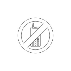 Poster - ban on the use of mobile phones illustration. Element of airport for mobile concept and web apps. Thin line illustration of ban on the use of mobile phones can be used for web