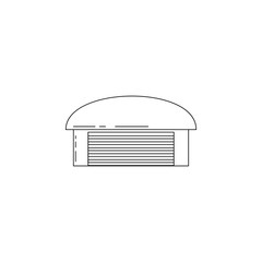 Poster - hangar for aircraft illustration. Element of airport for mobile concept and web apps. Thin line illustration of hangar for aircraft can be used for web and mobile. Premium icon
