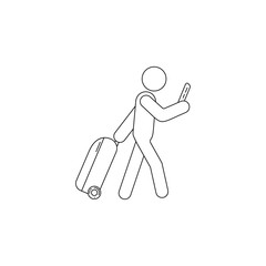 Poster - Passenger with baggage and ticket illustration. Element of airport for mobile concept and web apps. Thin line illustration of Passenger with baggage and ticket can be used for web