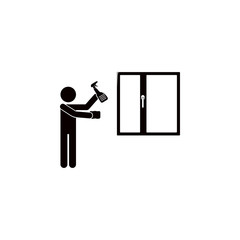 Poster - the man washes the windows icon. Element of cleaning and cleaning tools illustration. Premium quality graphic design icon. Signs and symbols collection icon for websites