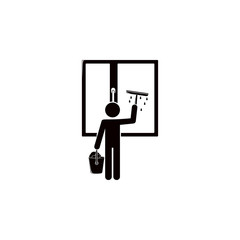 Poster - the man washes the windows icon. Element of cleaning and cleaning tools illustration. Premium quality graphic design icon. Signs and symbols collection icon for websites