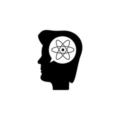 Poster - human head and atoms icon. Element of education and science illustration. Premium quality graphic design icon. Signs and symbols collection icon for websites, web design