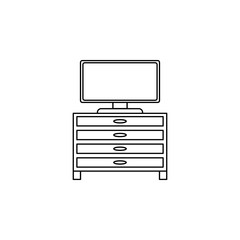 Poster - mirror under the TV icon. Element of furniture for mobile concept and web apps. Thin line  icon for website design and development, app development. Premium icon