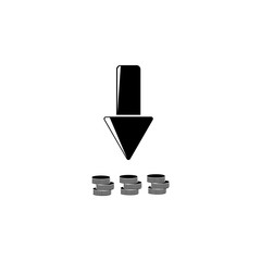 Poster - drop arrow and penny icon. Element of finance illustration. Premium quality graphic design icon. Signs and symbols collection icon for websites, web design, mobile app
