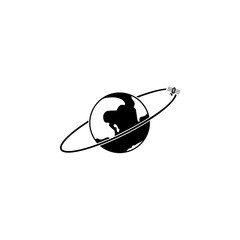 Poster - artificial satellite and earth icon. Element of space illustration. Premium quality graphic design icon. Signs and symbols collection icon for websites, web design, mobile