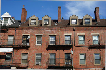 Wall Mural - facade view of old apartment building