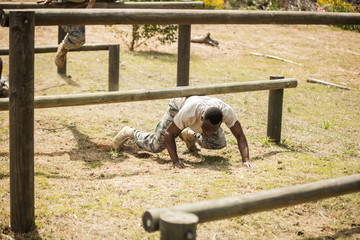 Wall Mural - Military soldiers training on fitness trail