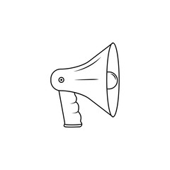 Poster - megaphone illustration. Element of firefighter for mobile concept and web apps. Thin line illustration of megaphone can be used for web and mobile. Premium icon