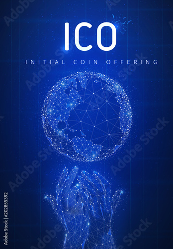 Ico Initial Coin Offering Futuristic Hud Background With Glowing