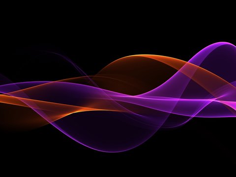     Neon waves on black, border design element 