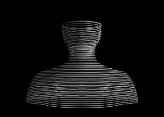 Aufkleber - Abstract human wire shape. Model on black, artificial intelligence in futuristic technology concept, 3d illustration