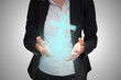 © vectorfusionart - Businesswomans hands presenting against white cross