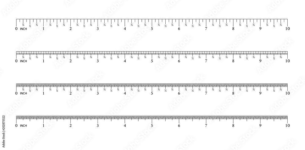Ruler 8 inch.16 inch. 32 inch. Graduation of an inch. Measuring tool ...