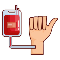 Canvas Print - hand with donate blood bag vector illustration design