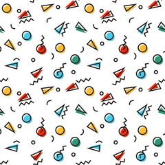 Poster - Seamless pattern with 80s memphis style geometric repeating ornament