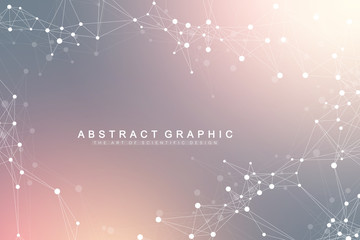 Aufkleber - Geometric abstract background with connected line and dots. Graphic background for your design. Vector illustration.