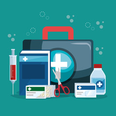 Sticker - medical service set icons vector illustration design