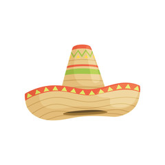 Wall Mural - mexican sombrero hat, traditional symbol of mexico vector illustration on a white background