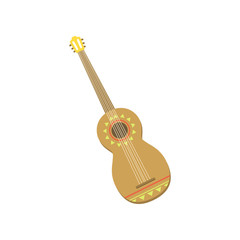 Sticker - Spanish guitar with Mexican ornaments vector Illustration on a white background