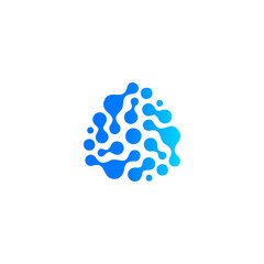 Aufkleber - Blue abstract water drop icon. Molecular compound, chemical reaction. Abstract shape, Isolated logo, unusual sillhoutte symbol.