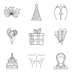 Wall Mural - Milady icons set. Outline set of 9 milady vector icons for web isolated on white background