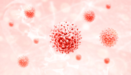Wall Mural - Human cells with virus. 3d illustration