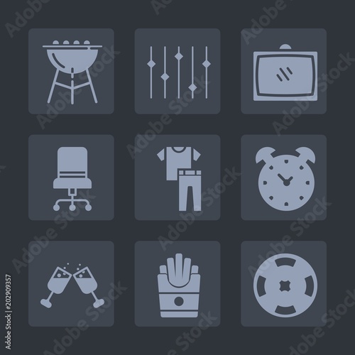 Premium Set Of Fill Icons Such As Food Grilled Television
