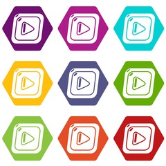 Poster - Video icons 9 set coloful isolated on white for web