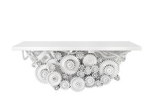 Platform With Gears Isolated On A White. 3d Illustration
