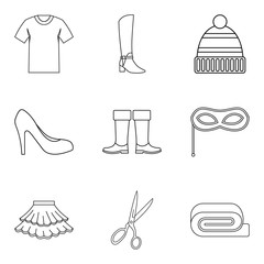 Sticker - Shopping tour icons set. Outline set of 9 shopping tour vector icons for web isolated on white background