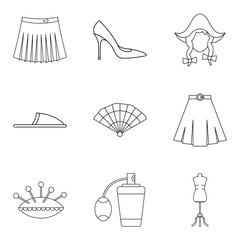 Poster - Trading house icons set. Outline set of 9 trading house vector icons for web isolated on white background