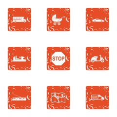 Poster - Stop car icons set. Grunge set of 9 stop car vector icons for web isolated on white background