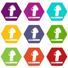 Poster - Upload icons 9 set coloful isolated on white for web
