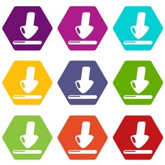 Poster - Download icons 9 set coloful isolated on white for web