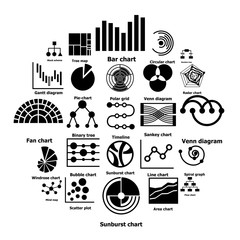 Poster - Infographic types collection icons set. Simple illustration of 25 infographic types collection vector icons for web