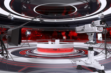 Tv Studio Interior. 3d Illustration.