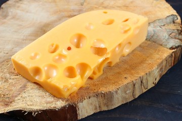 Poster - A piece of hard yellow cheese with holes