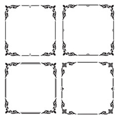 Wall Mural - Set Decorative frame and border, Square frame, Black and white, Thai pattern, Vector illustration