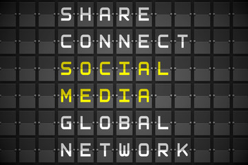 Poster - Social media buzzwords on black mechanical board