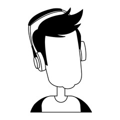 Sticker - Faceless man with music headphones vector illustration graphic design