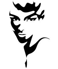 illustration vector of women silhouette black icon on white background