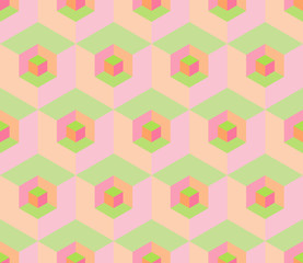 Poster - Abstract seamless pattern with colorful cubes. Optical effects.