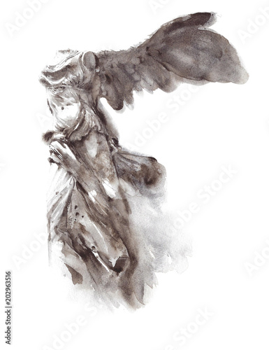 Nike Samothrase Ancient Statue Greek Culture Sculpture Marble Art Watercolor Painting Illustration Isolated On White Background Buy This Stock Illustration And Explore Similar Illustrations At Adobe Stock Adobe Stock
