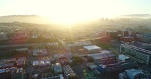 Aerial View Of San Francisco City Freeway At Sunset