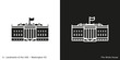 Washington DC - The White House. Famous American landmark icon in line and glyph style.